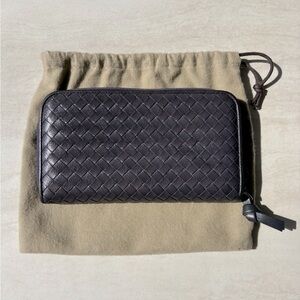 Bottega Veneta Intrecciato Zip Around Wallet Purple